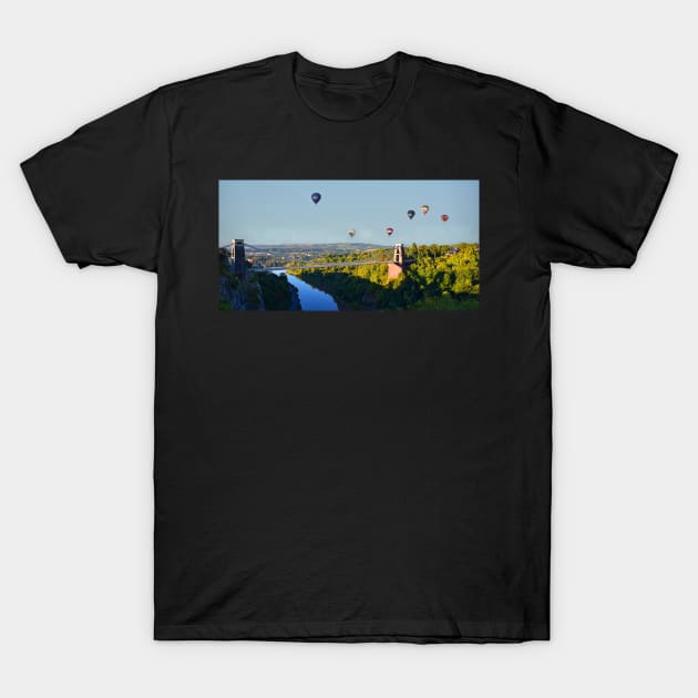 Balloons over Clifton Suspension Bridge T-Shirt by Graz-Photos